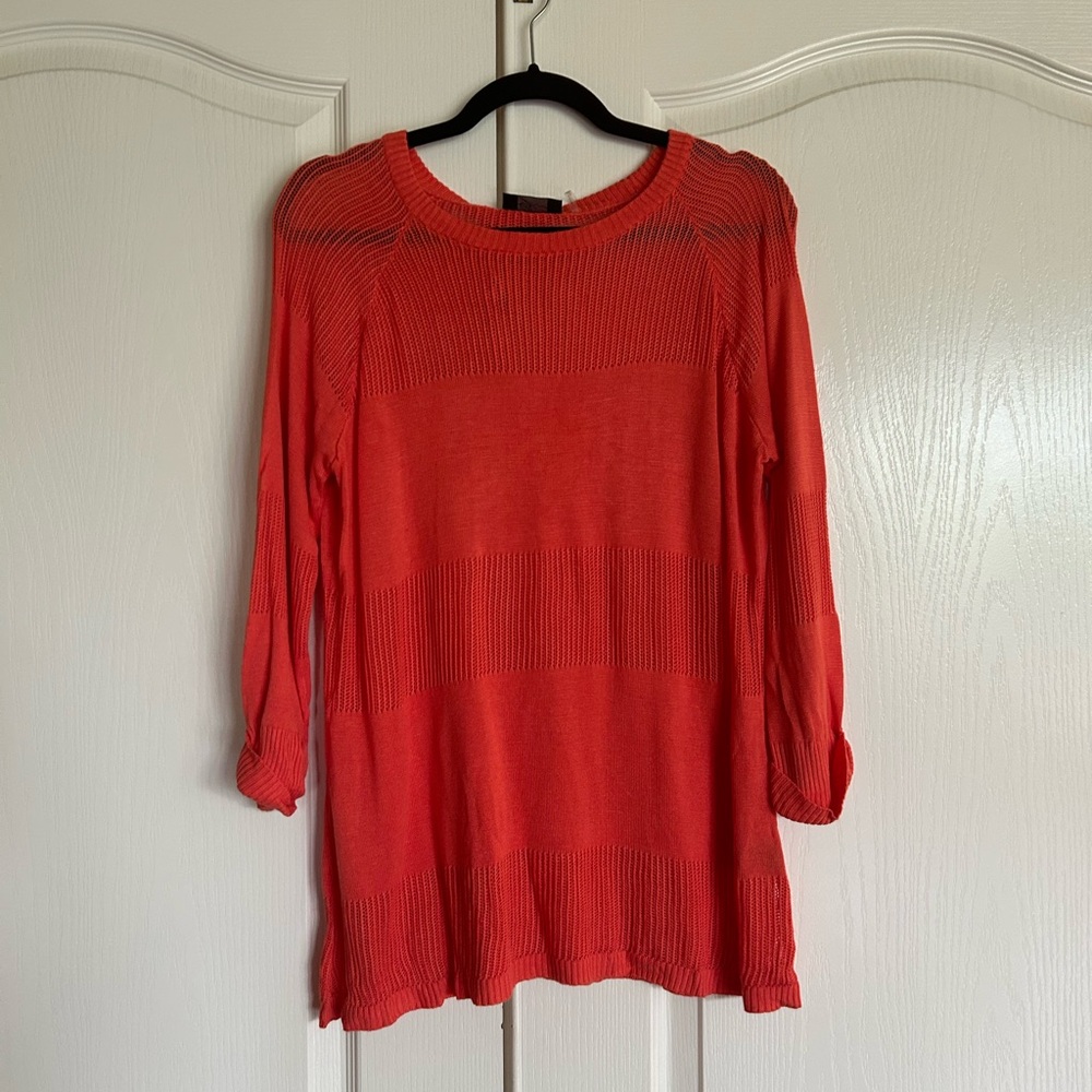 Eyn melon / orange lightweight pullover spring summer sweater size XL